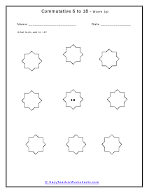 Math Facts of 18 Worksheet