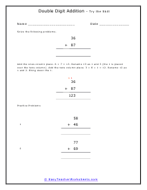 Double Digit Addition Worksheet