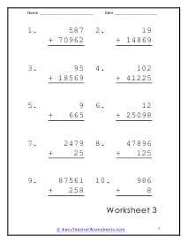 Complete Mixed Digit Addition Worksheet 3