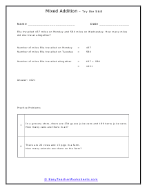 Reading Word Problems with Addition Worksheet