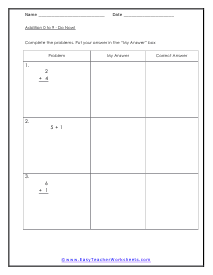 Do Now Single Digit Addition Worksheet