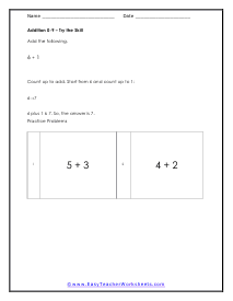 One Digit Sums Worksheet