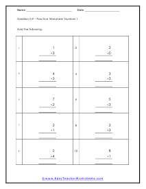 Vertical Practice Worksheet 1