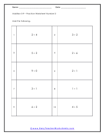 Vertical Practice Worksheet 1