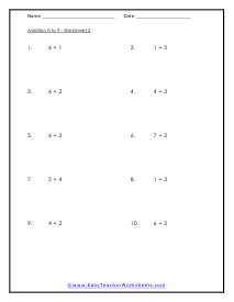 Single Digit Addition Worksheet 2