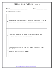 Warm Up Worksheet