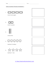 Add or Subtract Pictures Worksheet 1