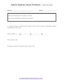 Addition Word Problem Lesson