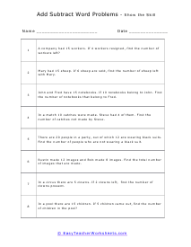 Word Problem Keyword Practice Worksheet