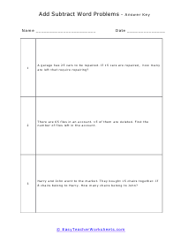 A Quick 3 Word Problems Worksheet