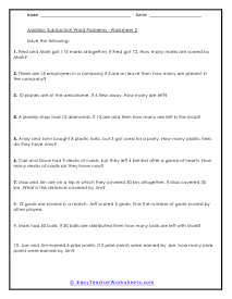 Word Problem Mixture Worksheet