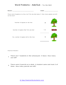 Word Problem Worksheets