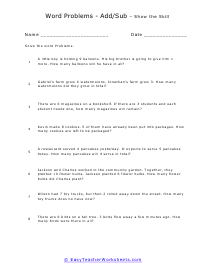 Context Skimming Word Problem Worksheet