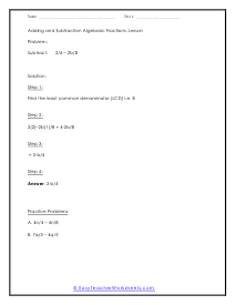 Adding and Subtraction Algebraic Fractions Lesson