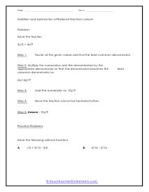 Algebraic Fraction Worksheets