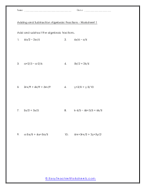 Add and Subtract Worksheet 1