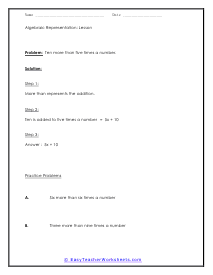 Algebraic Representation Lesson