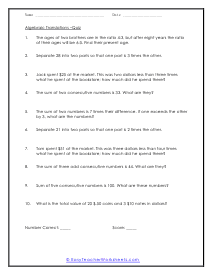 Algebraic Translations Quiz