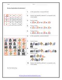 Binary Operation Worksheets