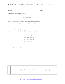 Binomial Multiplication Worksheets