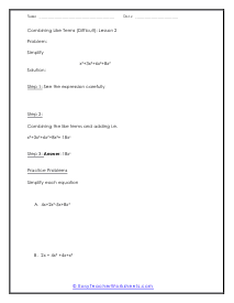 Combining Like Terms (Difficult) Lesson