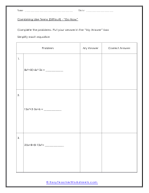 Difficult Do Now Worksheet