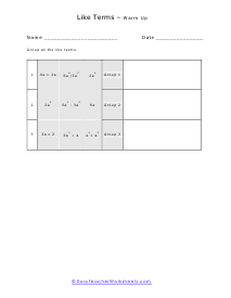 Warm Up Worksheet