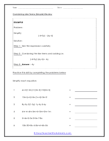 Simple Combinations Review Worksheet