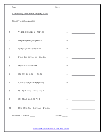 Simple Like Terms Quiz