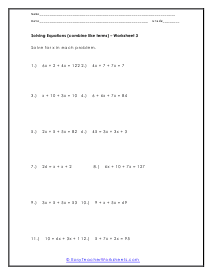 Solving Equations Worksheet 3