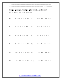 Solving Equations Worksheet 5