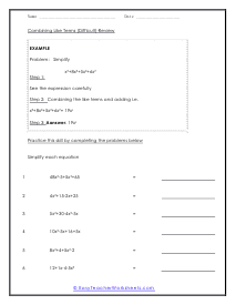 Difficult Review Worksheet