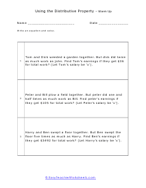 Warm Up Worksheet