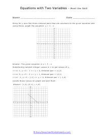 Equations with Two Variables Worksheet