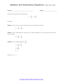 Solving Addition Equation Lesson