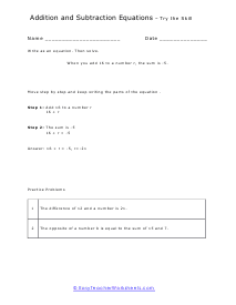 Working Math Statements Worksheet