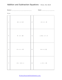Equation Counters Worksheet