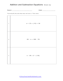 Warm Up Worksheet