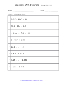 Show the Skill Worksheet