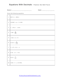 Complex Equation Practice Worksheet