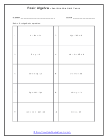 Multi Step Algebra Worksheet