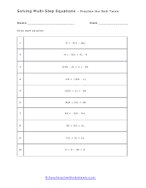 Solving Multi Step Equations Worksheet 2