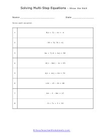 Solving Multi Steps Review Worksheet