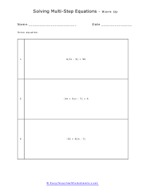 Skill Warm Up Worksheet