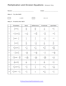 Multiplication and Division Equation Worksheet