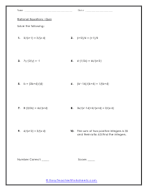 Rational Equations Quiz