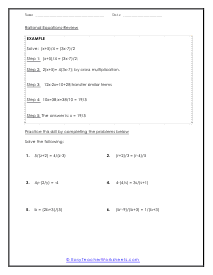 Rational Equation Worksheet