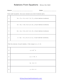 Advanced Relations Worksheet