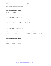 Solving Equations Worksheet