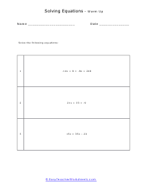 Warm Up Worksheet